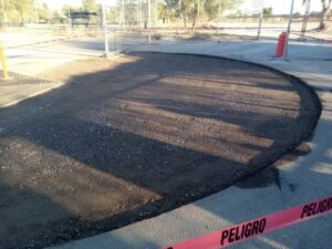 Trabajos en estacionamiento en Planta Ford