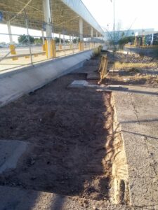 Trabajos en estacionamiento en Planta Ford